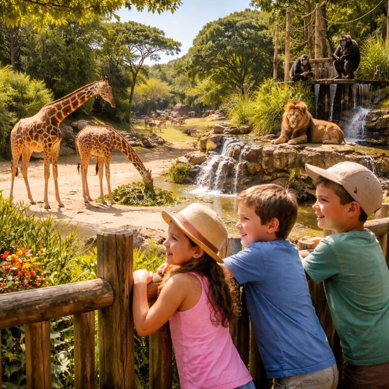 Zoo de la Palmyre avec animaux et enfants format carr&eacute;